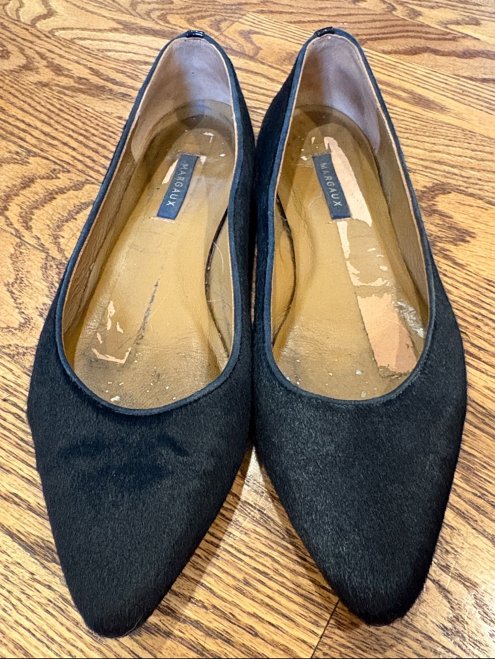 Margaux Blue Pony Hair Pointed Flats